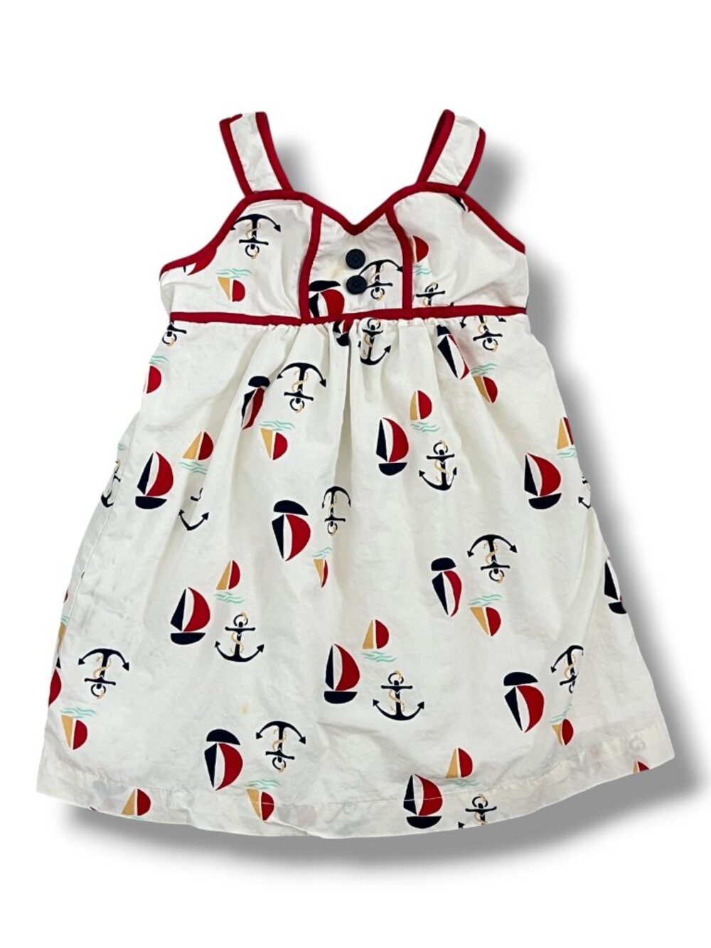 Hanna Andersson Nautical Sailboat Anchor Sun Dress Size 3Y 90cm
